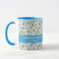 Florista Elegante Rosa Azul e Branca Personalizado