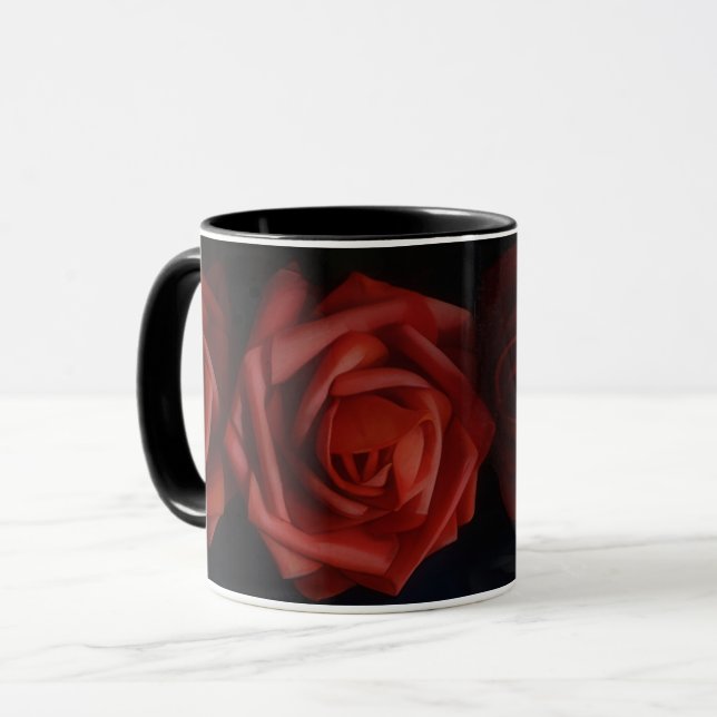 Caneca Flower Art Mug Profundo do Rosa vermelha (Frente Esquerda)