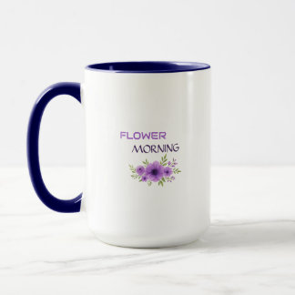 Caneca Flower Morning — Elegant Purple Floral Mug Design