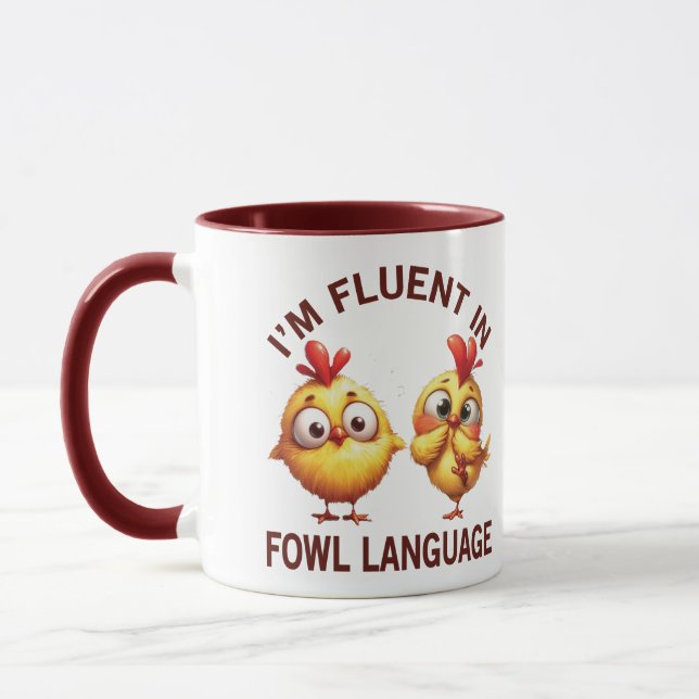 Caneca Fluente no Fowl Language frango engraçado (Esquerda)