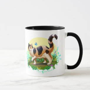 Caneca Fluffy Calico Cat com borboleta