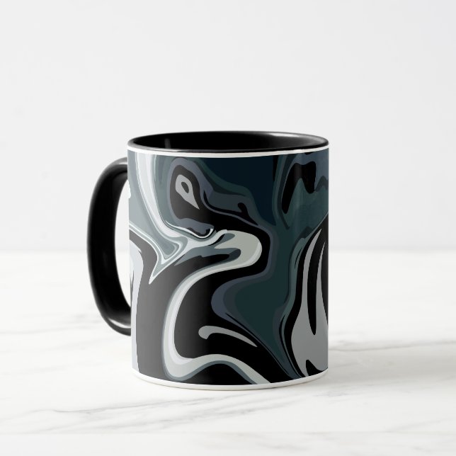 Caneca Fluidez abstrato nos turnos monocromáticos (Frente Esquerda)