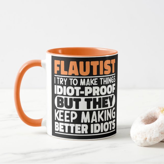 Caneca Flutista Tento Fazer As Coisas Engraçadas Citação  (Com Donut)