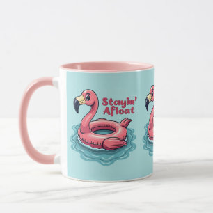 Caneca Flutuador de Flamingo Retro Divertido Verão