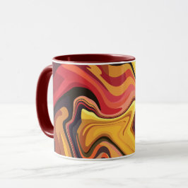 Caneca Fluxo de Abstrato vermelho, laranja e amarelo vibr