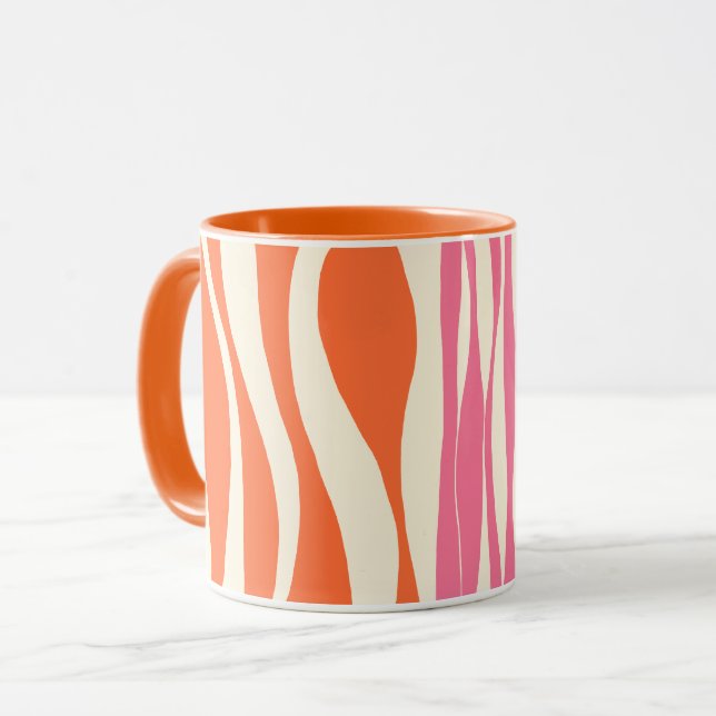 Caneca Fluxo e Refluxo - Rosa, Laranja e Creme  (Frente Esquerda)