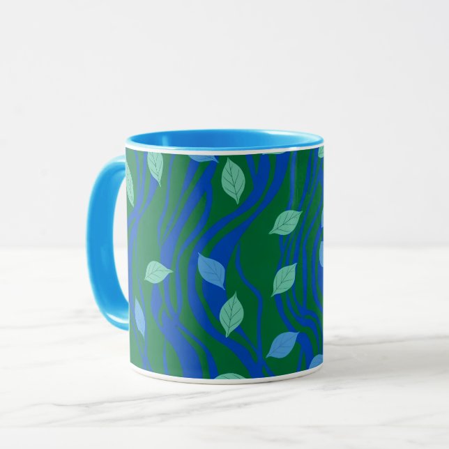 Caneca Fluxo Elemental Esmeralda Verde Azul Cobalto com F (Frente Esquerda)