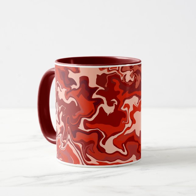 Caneca Fluxo Vermelho Abstrato (Frente Esquerda)