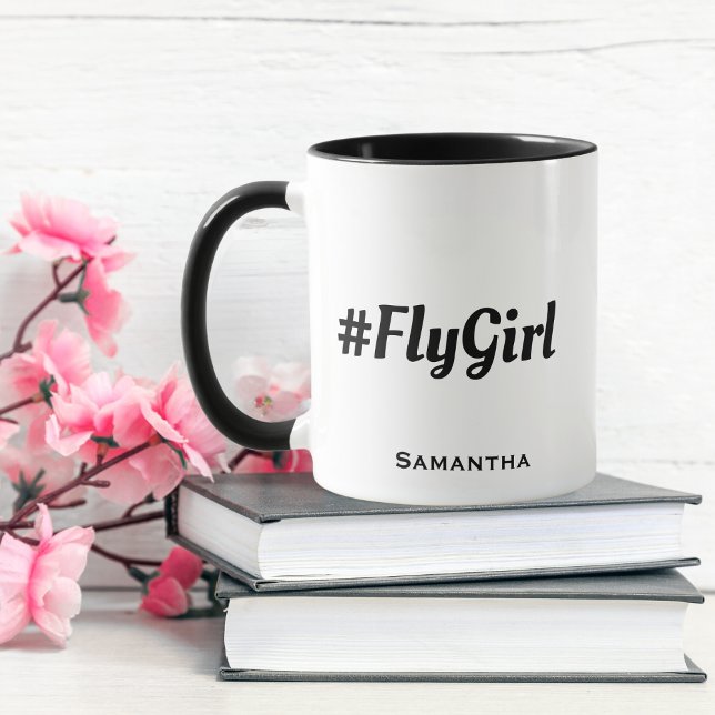 Caneca #FlyGirl Tipografia Nome Personalizado Simples Mod (Criador carregado)