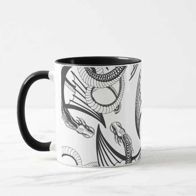 Caneca Flying Dragon in dark gray and white. (Esquerda)