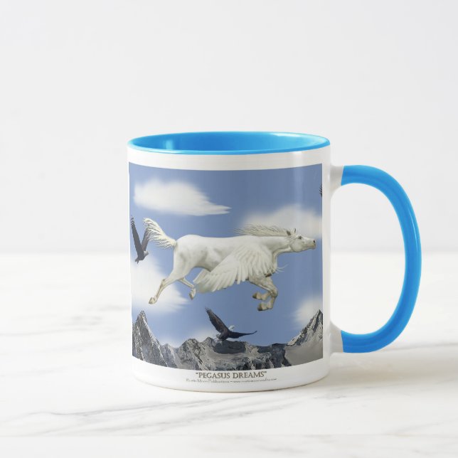 Caneca Flying Pegasus, Eagles & Mountain Fantasy Art (Direita)