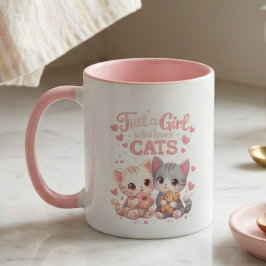 Caneca Fofa Apenas uma Garota que Ama Gatos Café Fofinho