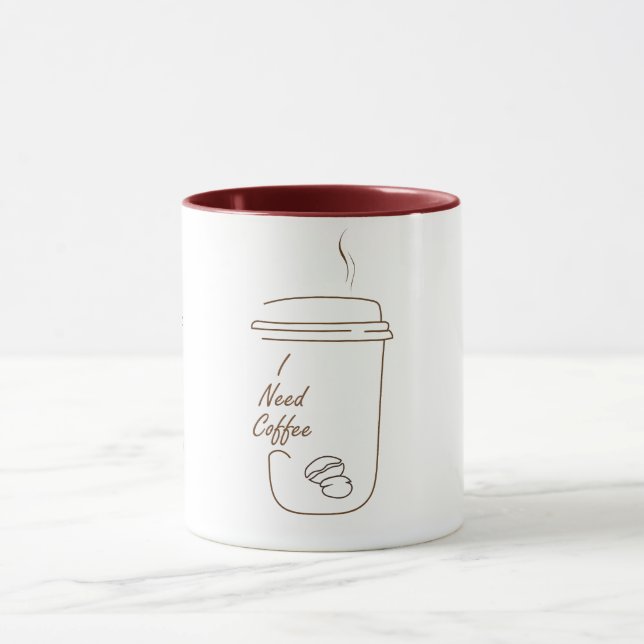 Caneca Fofa de Desenho Simples com Café (Centro)
