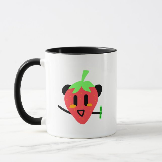 Caneca Fofa de Panda de Morango - Caneca de Café K (Esquerda)