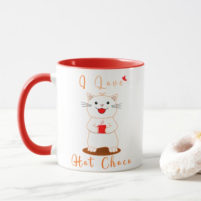 Caneca Fofa | Eu Amo Chocolate Quente (Com Donut)