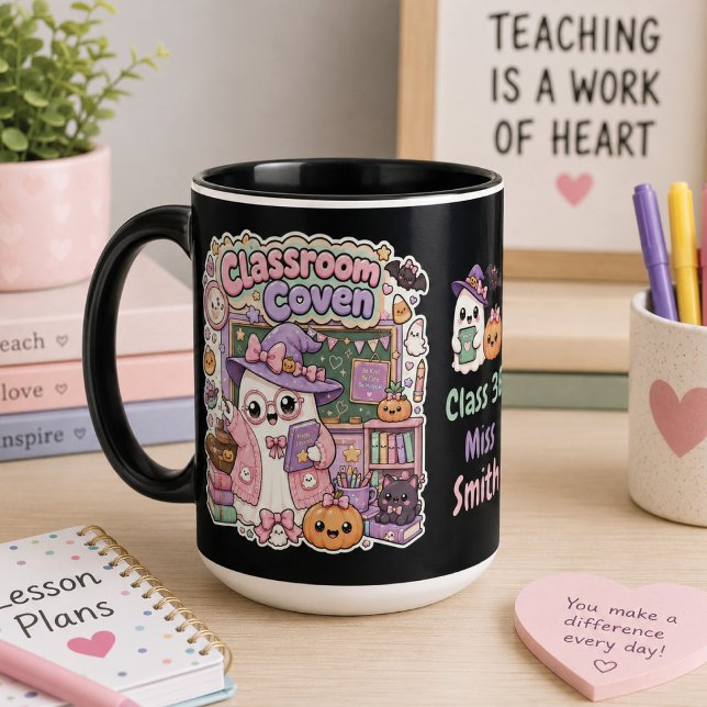 Caneca Fofa Kawaii Assustador Professor Fantasma Hallowee (Criador carregado)