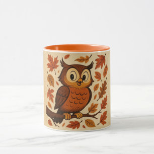 Caneca Fofo, caprichoso outono/queda coruja vintage
