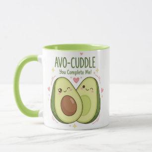 Caneca Fofo Você Me Completa Casal de Abacate Kawaii