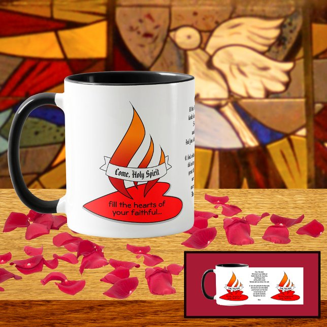 Caneca Fogo ou Chama e Coração com Pentecostes de Cotação (Criador carregado)