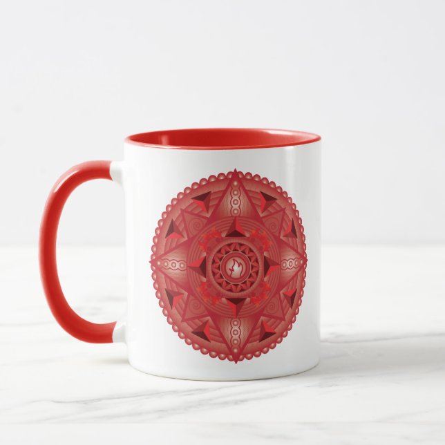 Caneca Fogo Tetraedron Red Mandala Dois Tons (Esquerda)