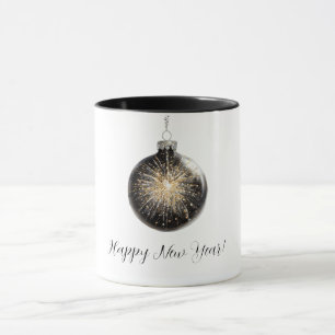 Caneca Fogos de Artifício de Ano Novo Feliz Bola