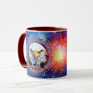 Caneca Foguetes Águia Marrom dos Estados Unidos da Améric