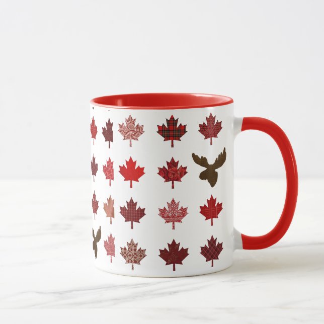 Caneca Folha de bordo vermelha canadense (folhas e alces) (Direita)