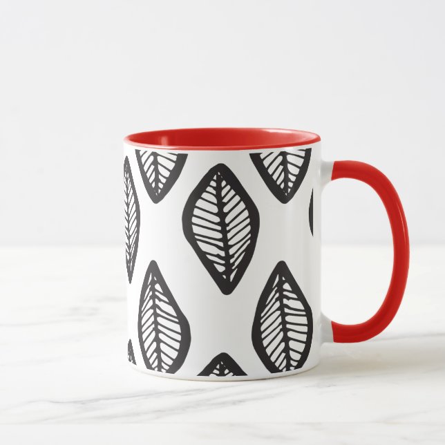 Caneca Folha de desenho das mãos Elegante Padrão tribal I (Direita)