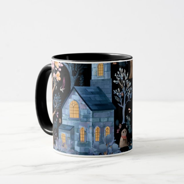 Caneca Folha de Halloween da Noite Spooking (Frente Esquerda)