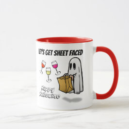 Caneca Folha Enfrentada Fantasma Feliz Hallowine