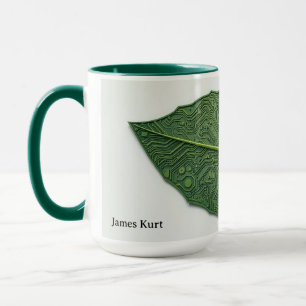 Caneca Folha Personalizada de Tecnologia Verde Moderna