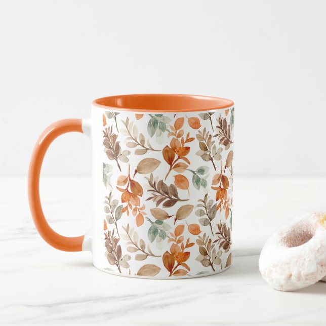 Caneca Folhagem de Quebra de Aquarela (Com Donut)