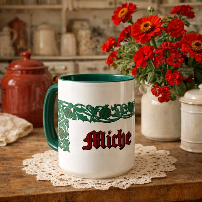 Caneca Folhagem Floral Retro Personalizada (Criador carregado)