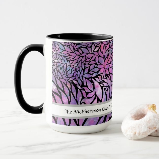 Caneca folhas abstrato impressionistas (Com Donut)