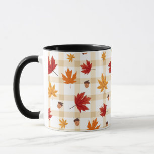 Caneca Folhas Amarelas Amarelas Cor Vermelha Cor-de-Ouro