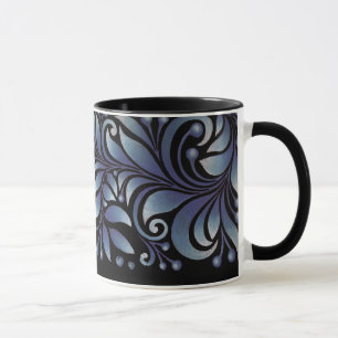 Caneca folhas azuis