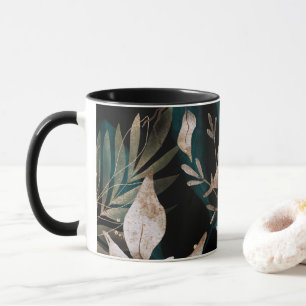 Caneca Folhas Botânicas Modernas Escuras