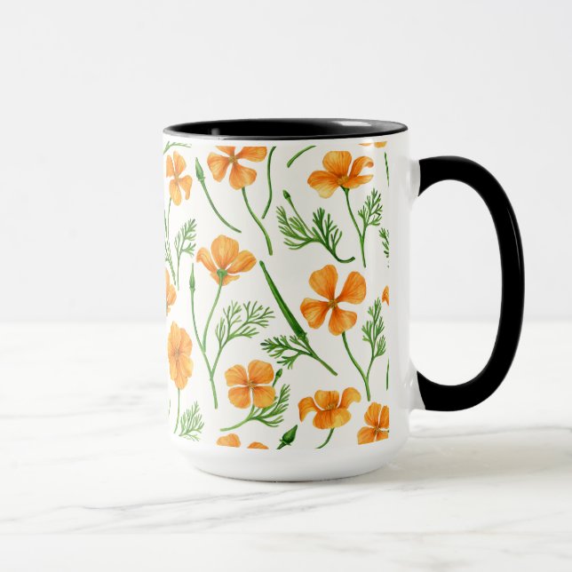 Caneca Folhas da Califórnia, flores no verão, verdinho (Direita)