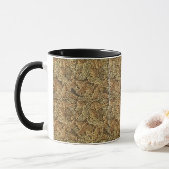 Caneca Folhas de Acanto por William Morris, Têxtil Antigo (Com Donut)