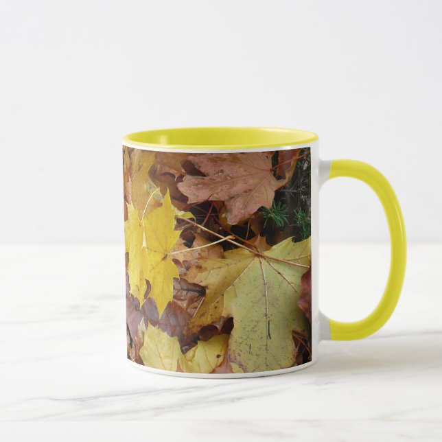 Caneca Folhas de bordo caídas amarelas Outono Natureza (Direita)