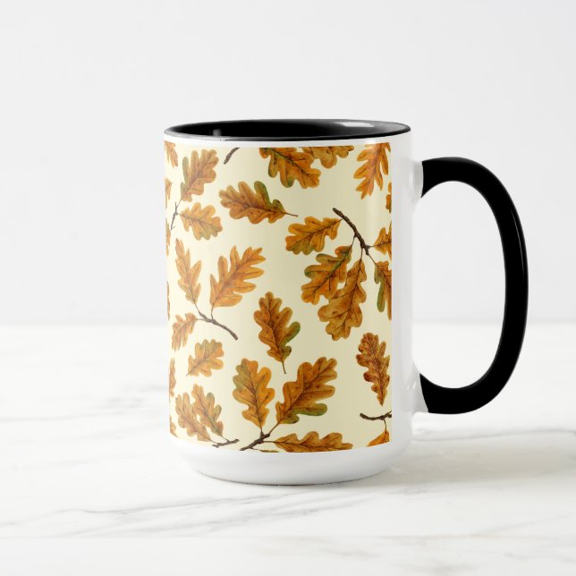 Caneca Folhas de carvalho autóctones em branco (Direita)
