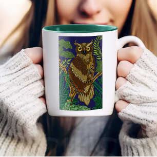 Caneca Folhas de Floresta Verde de Coruja
