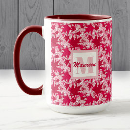 Caneca Folhas de Mapeamento em um Plano de Fundo Rosa