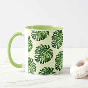 Caneca Folhas de Monstera Tropical - Natureza Verde - Ex