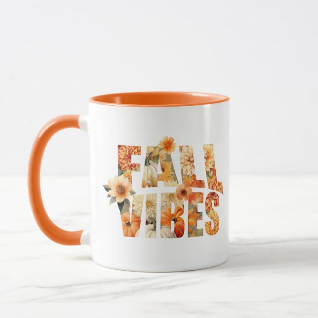 Caneca Folhas de outono aquarela flores silvestres Outono (Esquerda)