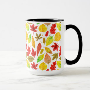 Caneca Folhas de outono de cor branca