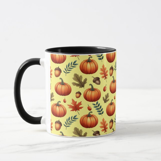 Caneca Folhas De outono E Pumpkin Sem Olho (Esquerda)