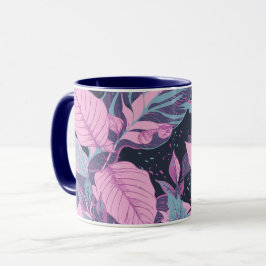 Caneca Folhas de Pastel em Fundo Escuro