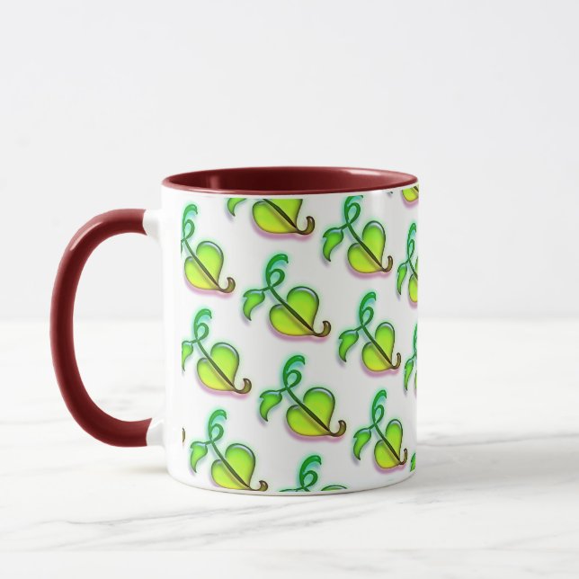Caneca - folhas do verde com destaques vermelhos (Esquerda)