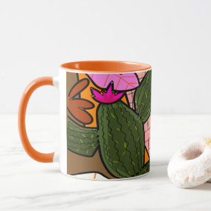 Caneca Folhas e flores abstrato tropicais